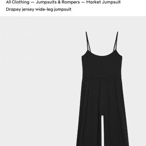 Aritzia Wilfred Market Black Drapey Jersey Wide-Leg Jumpsuit